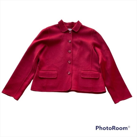 Pendleton Blazer Jacket Size Large Ruby RED Wool Preppy Workwear Business - Picture 8 of 10